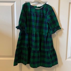 Hanna Andersson Girls size 5 (110 cm) blue green plaid winter dress